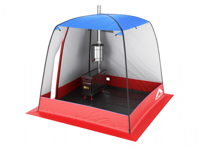 Мобильная баня-палатка МОРЖ c 2-мя окнами сине-красный в Иркутске