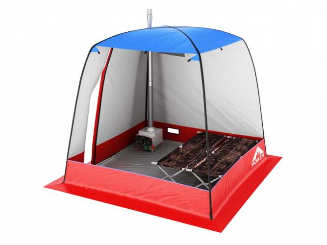 Мобильная баня-палатка МОРЖ c 2-мя окнами сине-красный в Иркутске