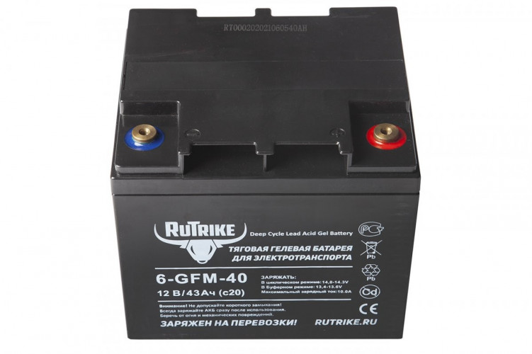 Тяговый гелевый аккумулятор RuTrike 6-GFM-40A (12V43A/H C20) в Иркутске