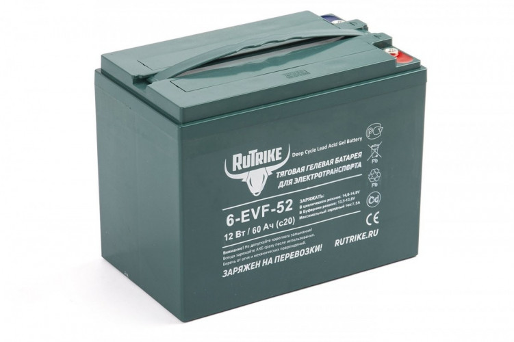 Тяговый гелевый аккумулятор RuTrike 6-EVF-52A (12V52A/H C3) в Иркутске