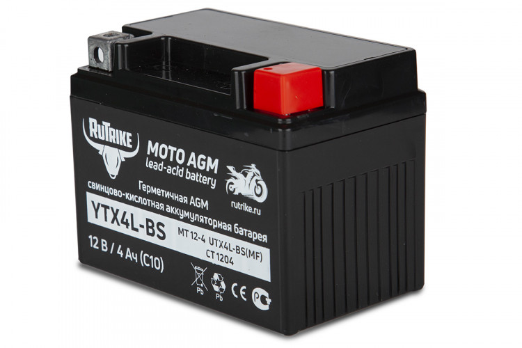 Аккумулятор стартерный для мототехники Rutrike YTX4L-BS (12V/4Ah) в Иркутске