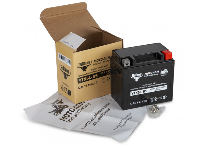 Аккумулятор стартерный для мототехники Rutrike YTX5L-BS (12V/5Ah) в Иркутске