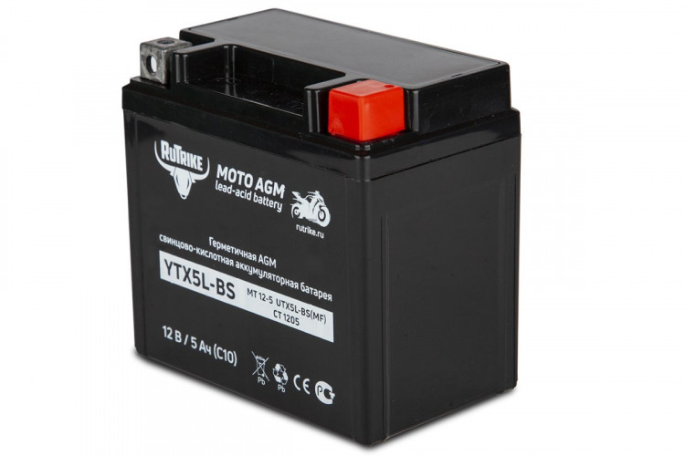 Аккумулятор стартерный для мототехники Rutrike YTX5L-BS (12V/5Ah) в Иркутске