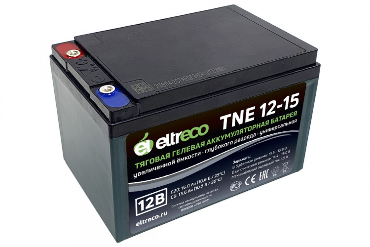 Тяговый аккумулятор Eltreco TNE12-15 (12V12A/H C3) болт в Иркутске