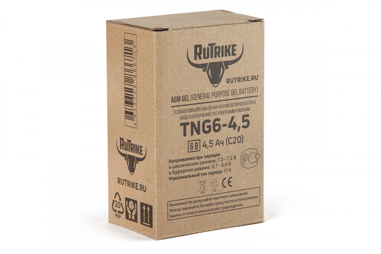 Тяговый гелевый аккумулятор RuTrike TNG 6-4,5 (6V4,5A/H C20) в Иркутске