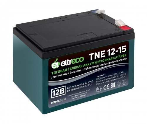 Тяговый аккумулятор Eltreco TNE12-15 (12V12A/H C3) нож в Иркутске