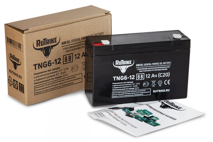 Тяговый гелевый аккумулятор RuTrike TNG 6-12 (6V12A/H C20) в Иркутске