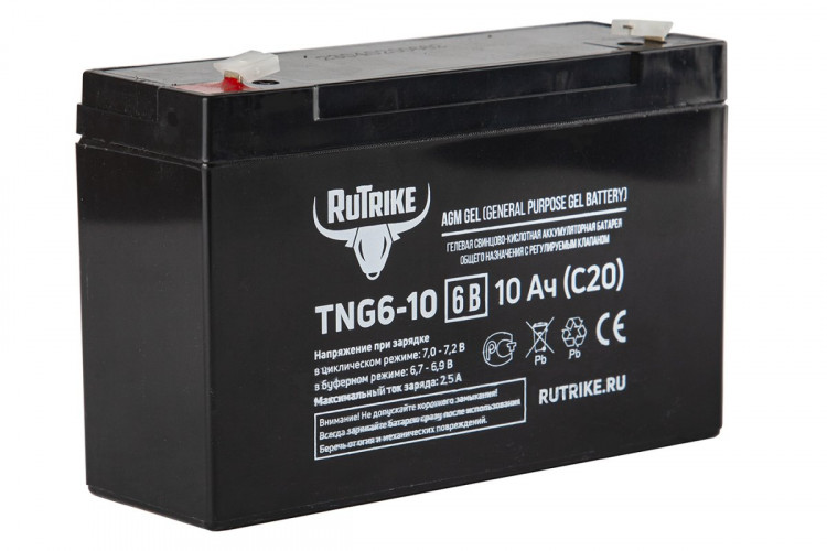 Тяговый гелевый аккумулятор RuTrike TNG 6-10 (6V10A/H C20) в Иркутске