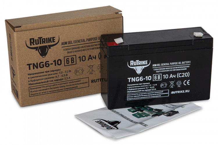 Тяговый гелевый аккумулятор RuTrike TNG 6-10 (6V10A/H C20) в Иркутске