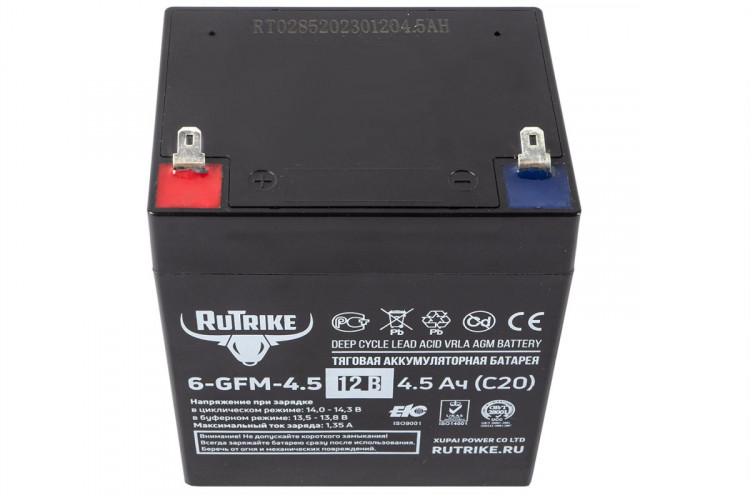 Тяговый гелевый аккумулятор RuTrike 6-GFM-4.5 (12V4.5A/H C20) в Иркутске