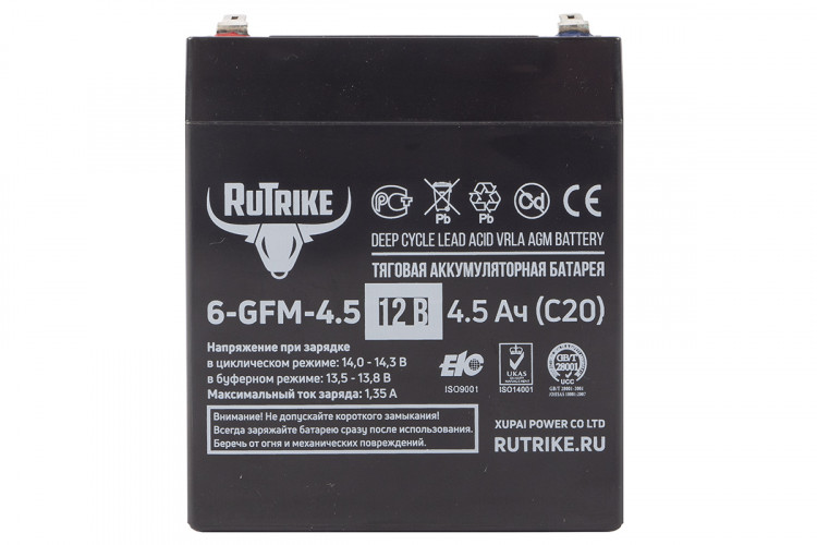 Тяговый гелевый аккумулятор RuTrike 6-GFM-4.5 (12V4.5A/H C20) в Иркутске