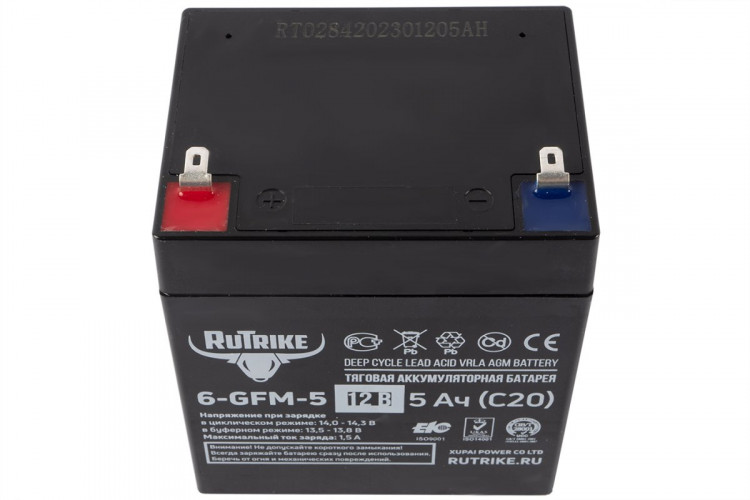 Тяговый гелевый аккумулятор RuTrike 6-GFM-5 (12V5A/H C20) в Иркутске