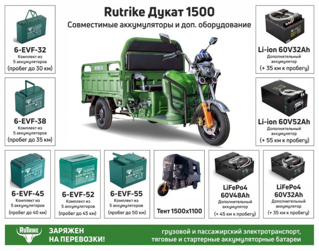 Грузовой электрический трицикл RuTrike Дукат 1500 в Иркутске