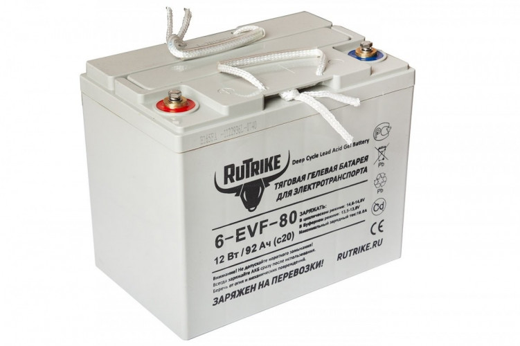 Тяговый гелевый аккумулятор RuTrike 6-EVF-80A (12V80A/H C3) в Иркутске